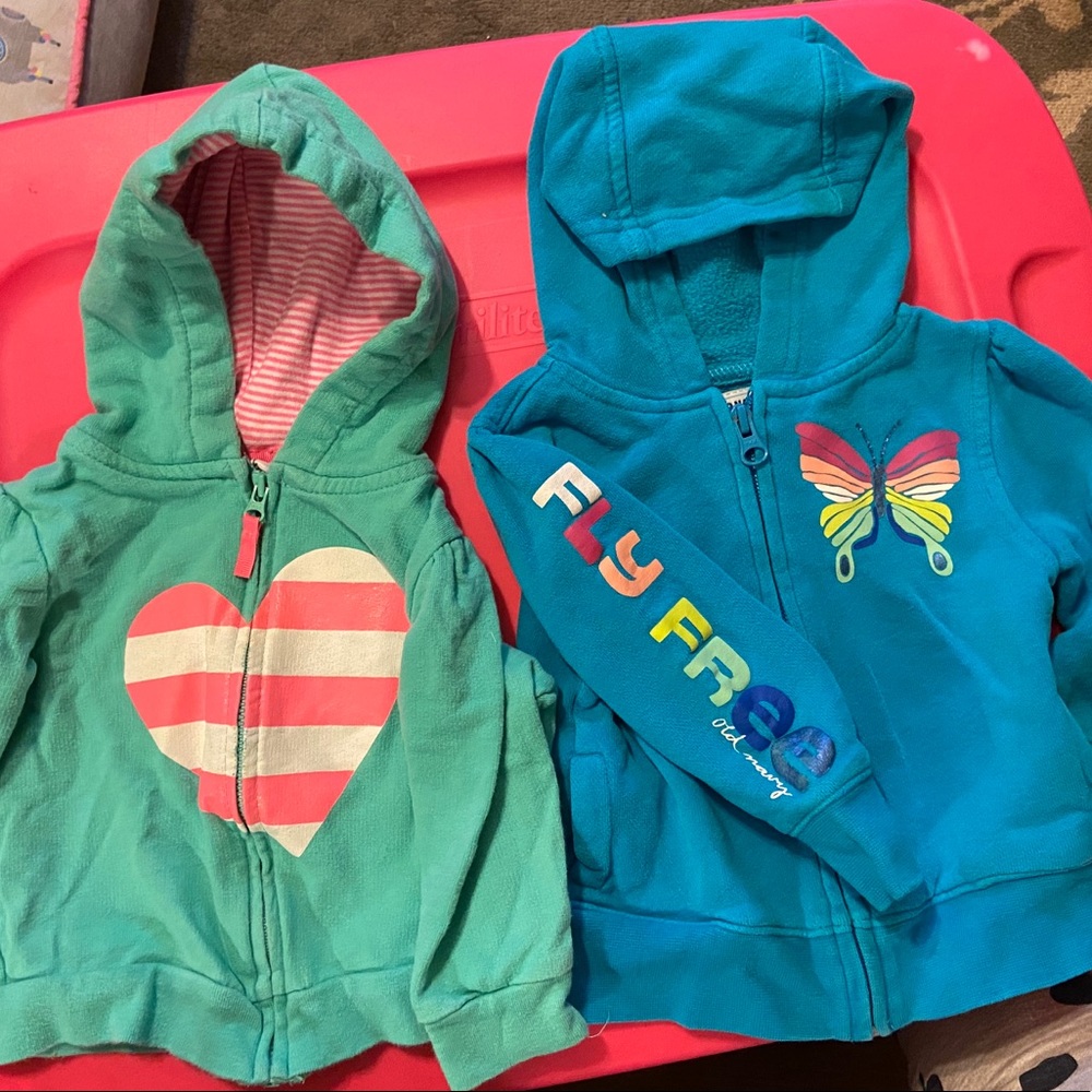 2 toddler hoodie sweatshirts 12 mo 12-18 mo